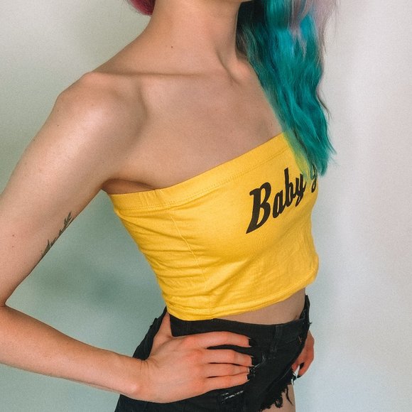Forever 21 ''BABYGIRL'' Yellow Tube Top - Picture 4 of 5